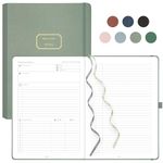 EMSHOI Meeting Notebook for Work with Action Items - 240 Pages, A4 Business Planner, PU Leather Meeting Minutes To Do List Notebook Project Notepad Journal for Women Men, 21.5 x 29cm, Green