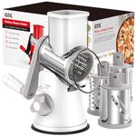 Cheese Grater Rotary, Rotary Grater for Kitchen, Kitchen Grater Vegetable Slicer with 3 Drum Blades, Fast Cutting Cheese Shredder for Vegetables and Nuts