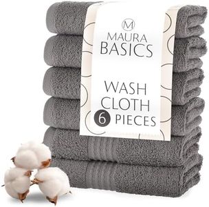MAURA Basics Turkish Cotton Washcloth Towel Set High Performance Bathroom Essentials with Hanging Loops, Standard Size 13”x13”, Ideal for Daily Comfort, Space Gray