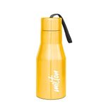 MILTON Super 500 Stainless Steel Water Bottle, 475 ml water bottles, Single walled, Leak-Proof, Rust-free Steel Bottle, Easy Grip, Easy to Carry, Travel Bottle, Yellow