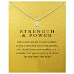 Message Card Silver Lightning Pendant Necklace Friendship Sun Good Luck Elephant Pendant Butterfly Chain Necklace for Women Girl Gift (silver lightning)