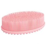 DNC Exfoliating Silicone Body Scrubber Shower Bath Body Brush Easy to Clean, Lathers Well, Eco Friendly (Pink)