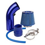 CarBole Cold Air Intake Filter 3"/76mm,Air Induction Alumimum Kit with Clamp,Fit for Vehicle Engine,Blue