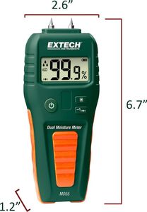 Extech MO55 Pin/Pinless Moisture Meter – Green, Dual Sensor