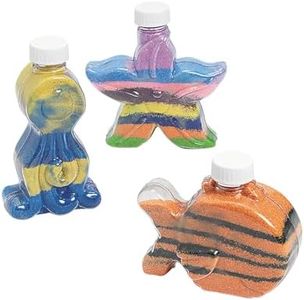 Fun Express Sand Art Kits for Kids - 12 Under The Sea Sand Art Bottles with Funnel | Colored Sands Crafts for Summer Activities, Birthday Party Crafts & VBS | Ocean Beach DIY Art Projects for Kids