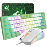 ZIYOU LANG RK61 Gaming Keyboards and Mouse for Laptop PC, White Keyboard Mouse, Led keyboard Mice Gaming, 60 Percent Usb Backlit Keyboard Mechanical Feel for PS4, Xbox, MAC, UK LAYOUT Keyborad Mice