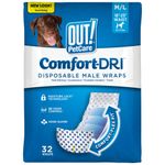 OUT! Pet Care Disposable Male Dog Diapers | Absorbent Male Wraps with Leak Proof Fit | Medium/Large, 32 Count