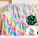 Cloele Glow in The Dark Blanket Mermaids Gifts Toys for 2 3 4 5 6 7 8 9 10 Year Old Kids Girls - Mermaids Room Decor Flannel Throw Blanket Glowing Luminous Birthday Christmas Valentines Gifts,50"x60"