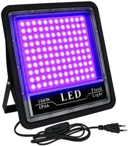Eleganted Luce Nera UV, 100W Faretto UV LED con Spina, IP66 Impermeabile Faretto Ultravioletta 395-405nm Black light per Festa,Pittura Fluo,Poster Fluorescente,Bar,Halloween,Party,Discoteca