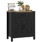 HOMCOM Sideboard with 1 Drawer 1 Storage Cabinet, Buffet Cabinet with Barn-Style Doors and Adjustable Shelf, Farmhouse Kitchen Cabinet, Black