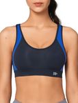 Yvette Criss-Cross Back Sports Bras, High Support Padded Sports Bras for Large Size, Fitness, Running, Jogging, Yoga Bra, Navy+royal Blue, 44E