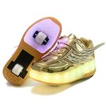 Nsasy Kids Roller Shoes Boy Girl Sneakers with Wheels Become Sport Sneaker with Led for Children Gift gold Size: 12.5 Little Kid