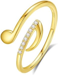 VIKI LYNN Anello con note musicali per donne e ragazze, in argento Sterling 925, con simboli musicali, apertura regolabile, Argento sterling argento sterling Zirconia cubica, Zirconia cubica