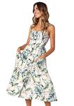 YMING Women's Flower Dress Midi Dress Summer Dress Sleeveless Dress Light Yellow S