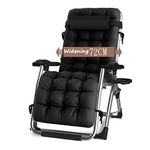 CHAIRQEW Patio Lawn Chairs Reclining for Heavy People Zero Gravity Outdoor Garden Beach Deck Sun Lounger Support200kg (Color : Black)