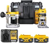 DeWalt DCW604NT 18V Brushless Router Trimmer with 2 x 5.0Ah Batteries & Charger in T-Stak Case
