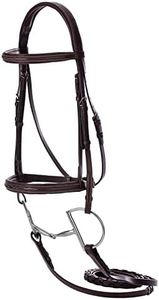 Equinavia Saga Adjustable Padded Fancy Stitched Hunter Bridle with Reins - Chocolate Brown - Horse