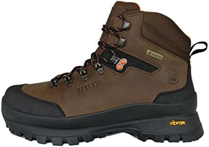 Beretta Botas de caza para hombre, de piel, impermeables y transpirables, para montaña y senderismo, suela Vibram®, membrana Goretex®, marrón, 46 EU