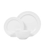 Melamine Dinnerware Set, White Dishes Plates and Bowls, Great for Outdoor RV Camper, Dishwasher Safe and BPA Free, Service for 4