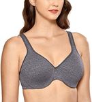 DELIMIRA Women's Minimizer Seamless Full Coverage Underwire Non Padded Bra Black Marl 36DD