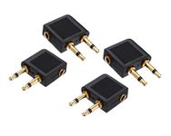 yueton Pack of 4 Golden Plated Airline Airplane Female to Double Male Flight Adapter for Headphone Stereo Plug