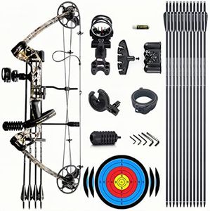 Lanneret Compound Bow and Archery Sets - Right Hand Archery Compound Bows 0-70 lbs Draw Weight Adjustable for Adults and Beginners，Hunting Bow Kit for Beginner，Camouflage Basic