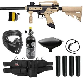 Maddog Tippmann Cronus Tactical Silver HPA Paintball Gun Marker Starter Package - Black/Tan