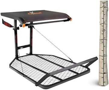 BIG GAME Captain XC Steel Hang-On Treestand w/14 x 8 in. Flip-Back Seat Bundled with Quick Stick Climbing Sticks, Hunting Gear for Deer Stands