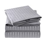 Egyptian Cotton Queen Sleeper Sofa Bed Sheet Set 62"x74"x6" Silver Grey Striped