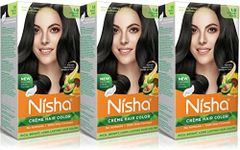 Nisha Natural Black Hair Color Creme Hair Colour For Men Women Natural Black Hair Color Without Ammonia Black Hair Color With Henna Extracts For Shiny Hair and Hair Care Pack of 3