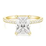 TIGRADE 4CT Engagement Ring for Women Radiant Cut Cubic Zirconia Wedding Band CZ Promise Anniversary Ring Size 4-11, Gold, Size 5