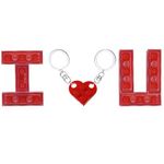 MPK Brick Matching Couple Heart Keychain for Boyfriend Girlfriend Valentines Day Stuff Him Friends Love Set Gifts, Red-heartbeat, S