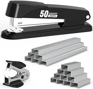 Metal Stapler Heavy Duty 50 Sheet Capacity with 1750 Staples and Staple Remover, Full Strip Staplers for Desk, No Jam, Non-Slip Office Stapler with Staples for Office & Classroom, Black