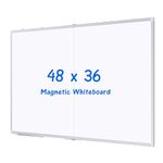 Maxtek Magnetic Dry Erase White Board 48 X 36 Inches, Double Sided Large WhiteBoard Wall-Mounted Silver Aluminum Frame, Marker Board for Home, School, Office, Kitchen, Memo