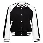 A2Z 4 Kids Baseball Contrast Jacket Varsity Style - B.B Plain Jacket 002 Black 11-12