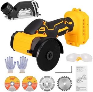 Cordless Mini Angle Grinder Compatible with Dewalt 20V Battery, 20000RPM 76mm Power Cordless Angle Grinder Tool with 2 Grinding Discs, 2 Cutting Discs, Dust Shield, Gloves and Goggles (No Battery)