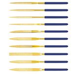 Dylan-EU Diamond Needle File Set 10 pcs Mini Modelling Files 140 mm Diamond File for Metal Plastic Glass Wood Jewelry Rough Carving - Gold & Blue