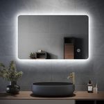 ELEGANT 800 x 500mm Backlit LED Illuminated Bathroom Mirror with Light Sensor + Demister