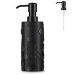 Luxspire Soap Dispenser, Hand Soap Dispenser with Replacement Pump Head, Refillable Liquid Soap Bottle, Honeycomb Design Soap Dispenser for Bathroom, Kitchen, 430ml/14.5oz, Black