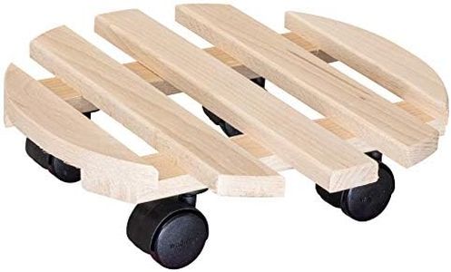 Wagner Support à roulettes pour Pot de Fleur PALETTI Ø 30 x 8 cm I pour l'intérieur I Roule Pot en Bois Massif d' hêtre certifié FSC®, Naturel I Capacité de Charge 100 kg I Made in EU - 20031801