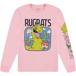 Nickelodeon Mens Long Sleeve Shirt - #TBT Mens 1990's Clothing - Rugrats Reptar Long Sleeve T-Shirt, Light Pink, XX-Large