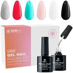 SUNUV Hema Free Gel Nail Polish Kit, 6 Colors Gel Polish Set White Black Red Pink Silver Glitter UV Nail Lamp Gel Nail Art Salon DIY Home Gift