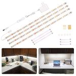 WOBANE LED Under Cabinet Lighting Kit,Under Counter Lighting,Flexible Under Cabinet Lights for Kitchen,Cupboard,Desk,Showcase,Shelf,6.6 Feet Rope Light Set,120 LED,1200lm,6000K White,4 Panel