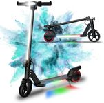 WEELMOTION E2 Ranger Black Kids Electric Scooter, 6.5" with Front Led Lights and Colorful Multicolor Lights on pad; Foldable Electric Scooter for Kids Age 8-12 with LED Display Black