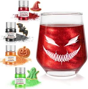 Edible Halloween Glitter for Drinks,4 Colors,Red Black Orange Green Powder