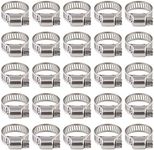 Rustark 25-Pcs Adjustable [13 to 19mm] Range Worm Gear Hose Clamp Clips Fuel Line Clamps Assortment Kit for Plumbing - 304 Stainless Steel