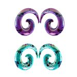 Acrylic Spiral Snail Ear Tapers Plugs Tunnels Expander Gauges Twist Earrings Stretching Hanger Body Piercings Jewelry 2 Pairs Set Purple Green Color Y2K Jewelry, 00g(10mm), Acrylic, no gemstone