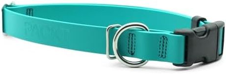 PACKT - Endeavor X3 Waterproof Dog Collar | Made in USA, Odor Proof, 100% Waterproof | Leather-Like Biothane Dog Collar |Rust-proof Stainless Steel Hardware | 2-Year Chew-Warranty | Ocean-Small