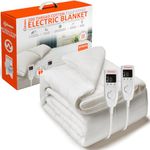 Wärmer Cotton Luxury Padded Electric Heated Blanket - Super King (203 x 182cm) - Fully Fitted, Dual Controller, Machine Washable, Detachable Controller - Super King