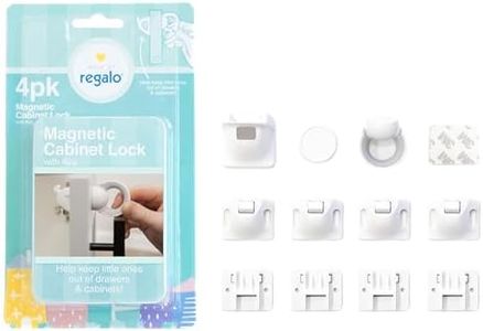 Home Safety Magnetic Cabinet and Drawer Lock, Award-Winning Brand, 4-Pack, Includes 4 Magnetic Cabinet Locks, 1 Magnetic Key, Easy Install, 3M Adhesive, White
